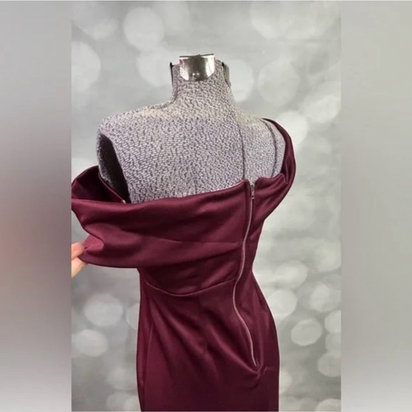 Elegant Off-Shoulder Burgundy Dress NWOT - Picture 3 of 3